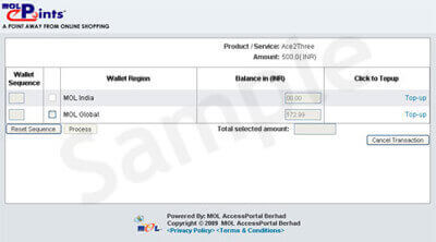 mol select wallet region