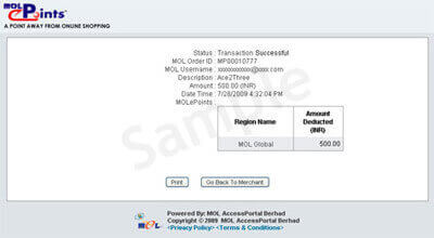 mol transaction success page